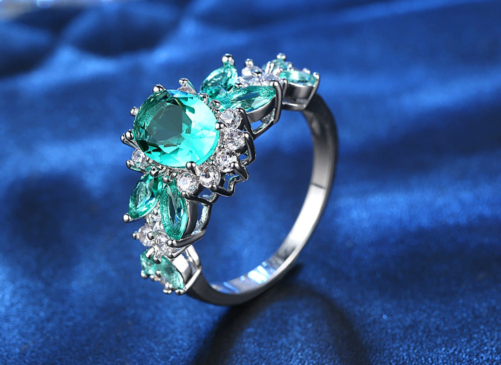 Emerald Green Floral Ring