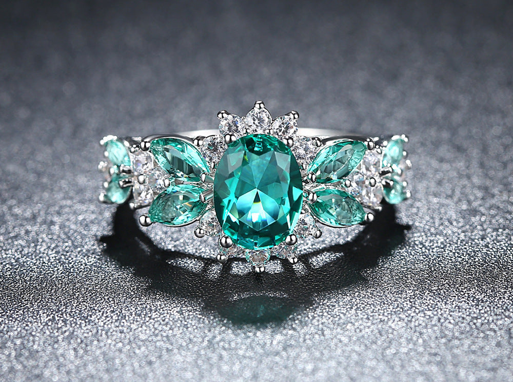 Emerald Green Floral Ring