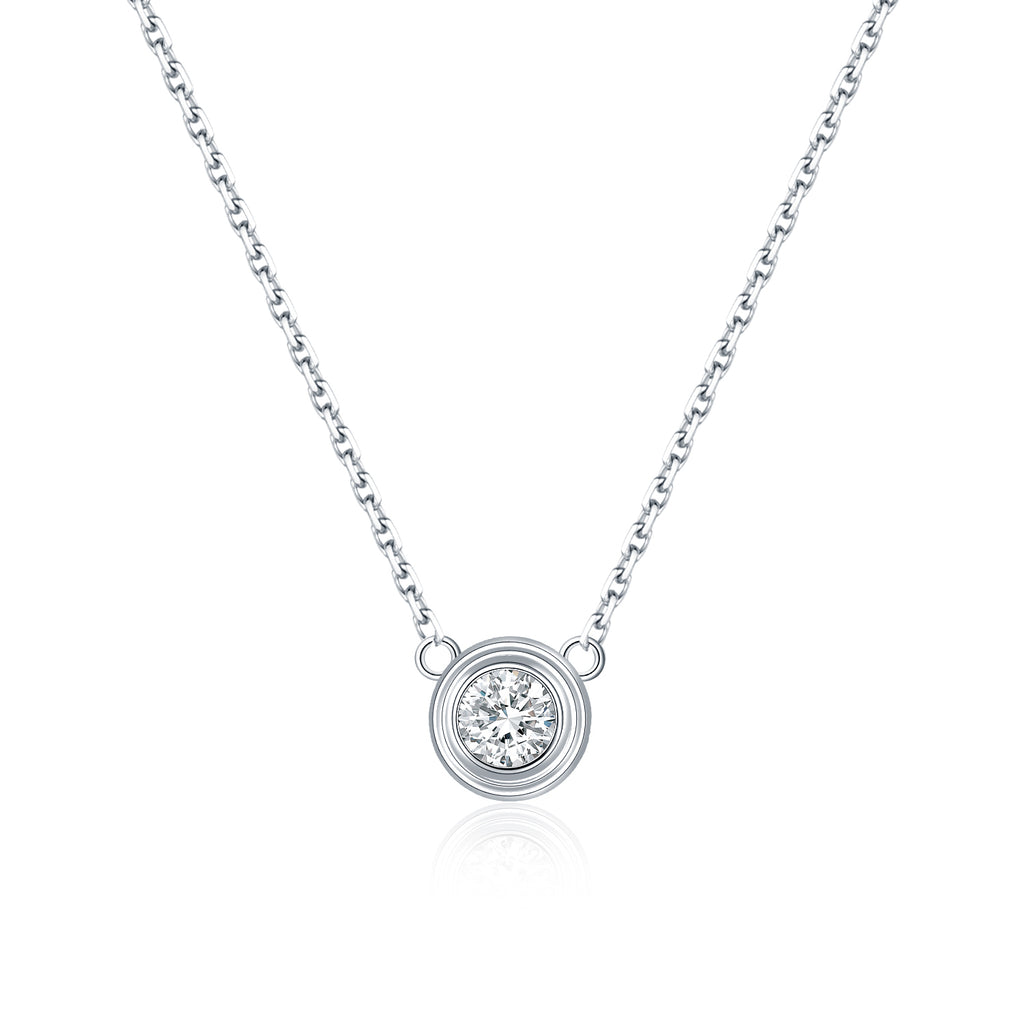Star Halo S925 Silver White Diamond Necklace