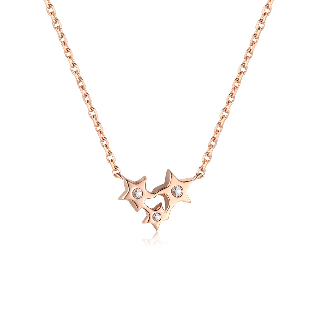 Star Wish 18K Rose Gold White Diamond Necklace