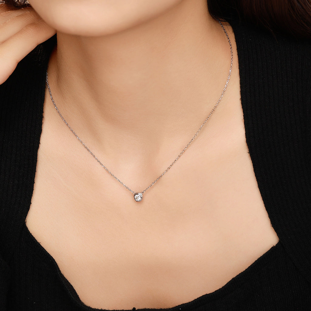 Star Halo S925 Silver White Diamond Necklace