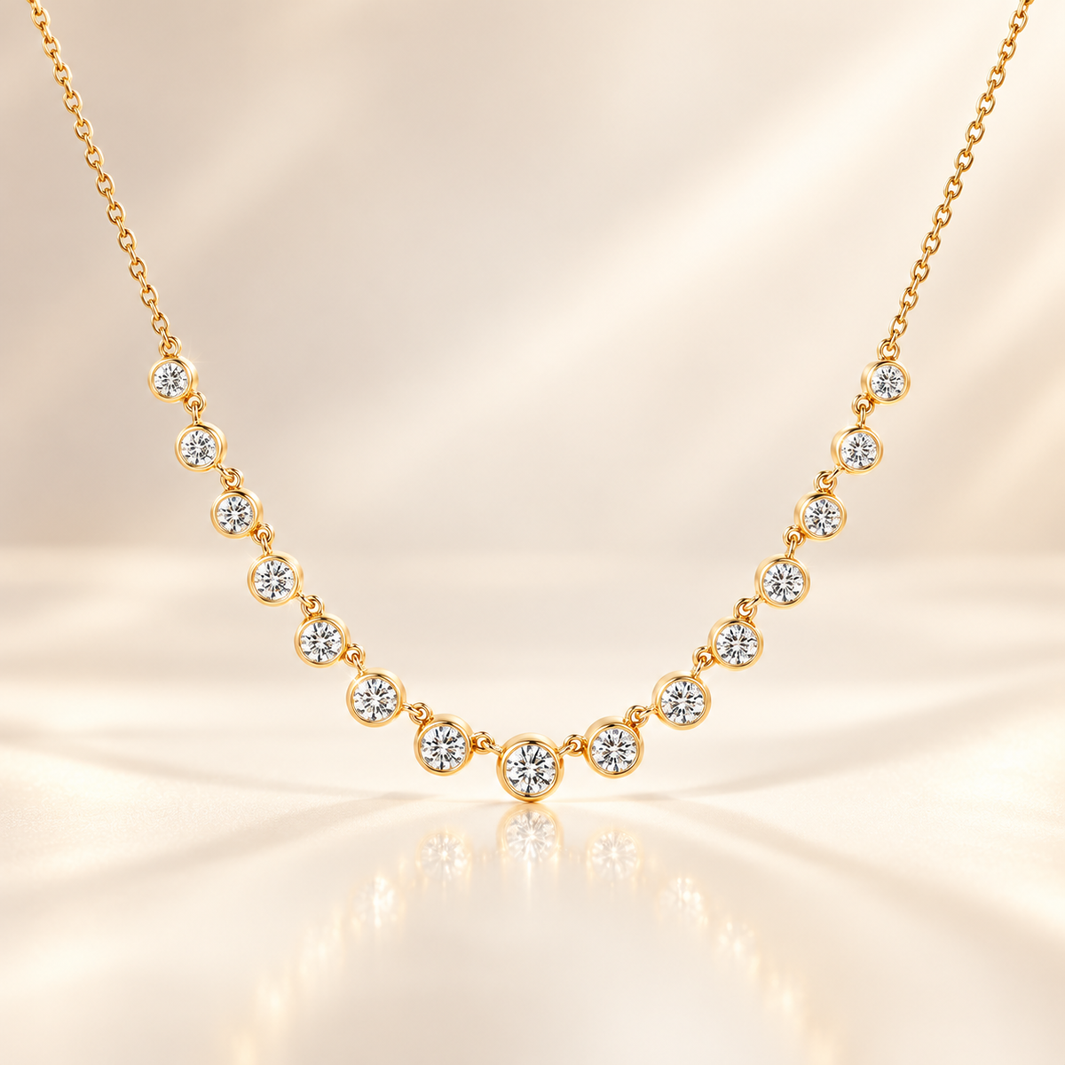 Starlight Cascade 18K Yellow Gold White Diamond Necklace