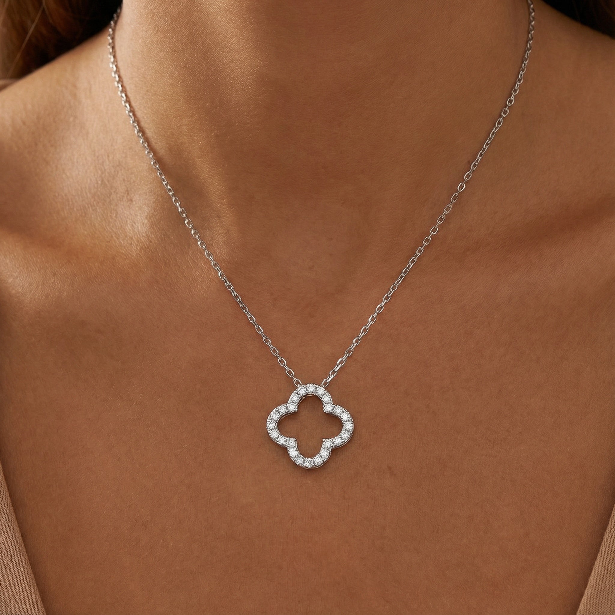 Heart Loop S925 Silver White Diamond Necklace