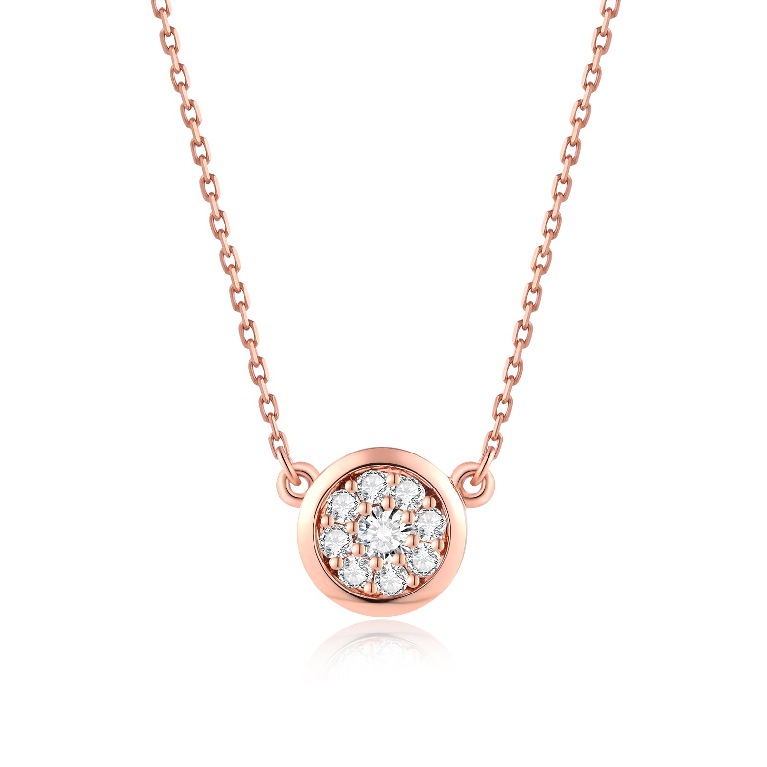 Blossom Heart 18K Rose Gold White Diamond Necklace