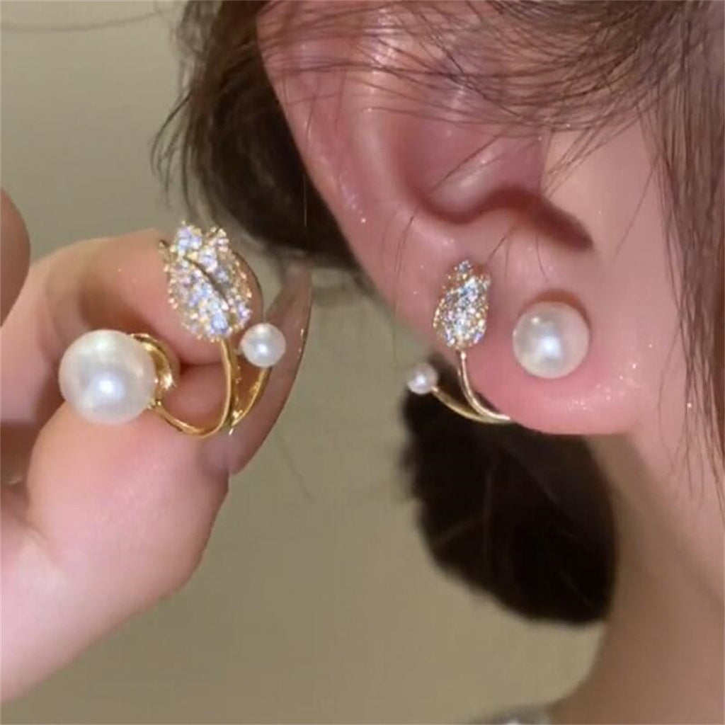 Pearl Flower Ear Jacket Earrings
