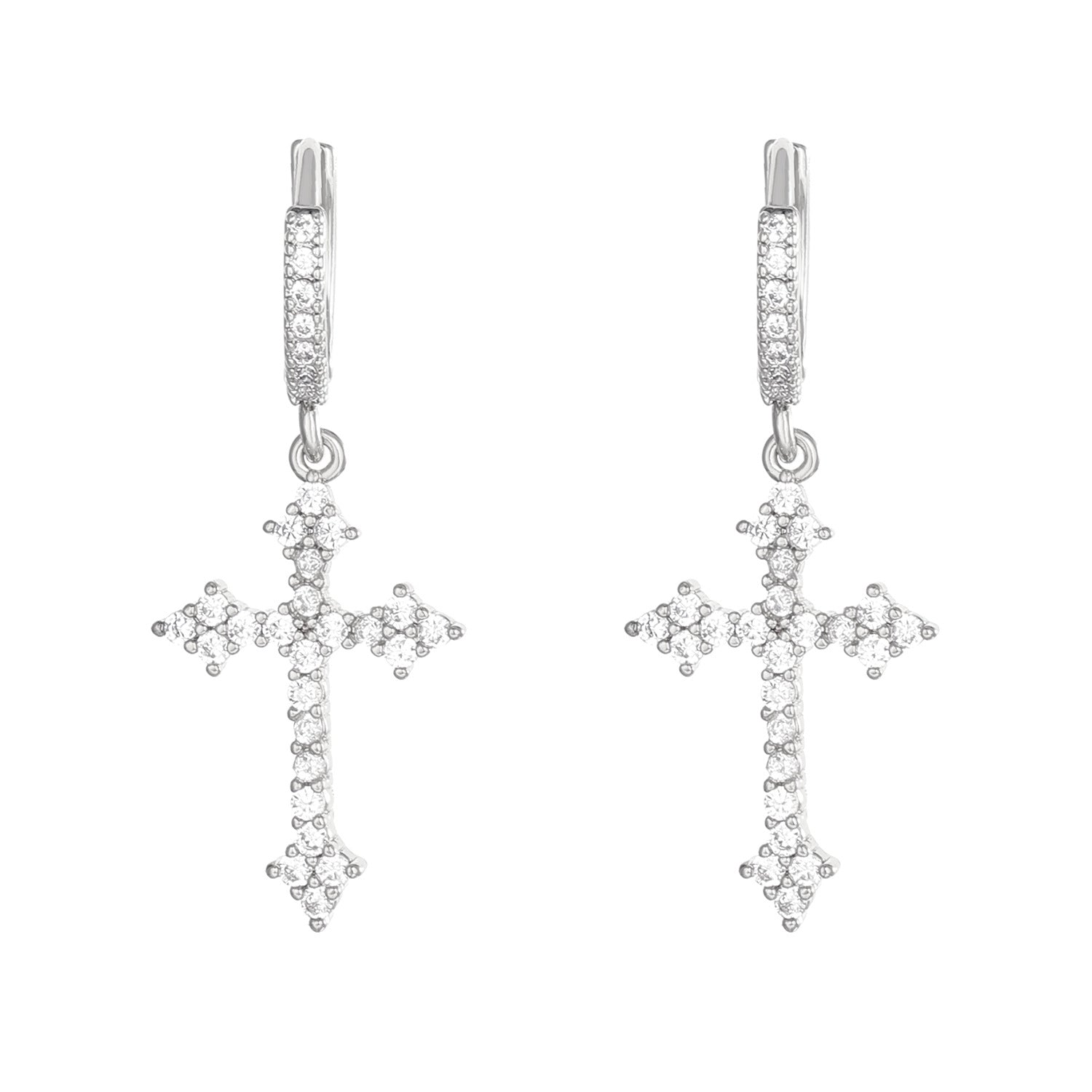 Sparkling Crystal Cross Hoop Earrings