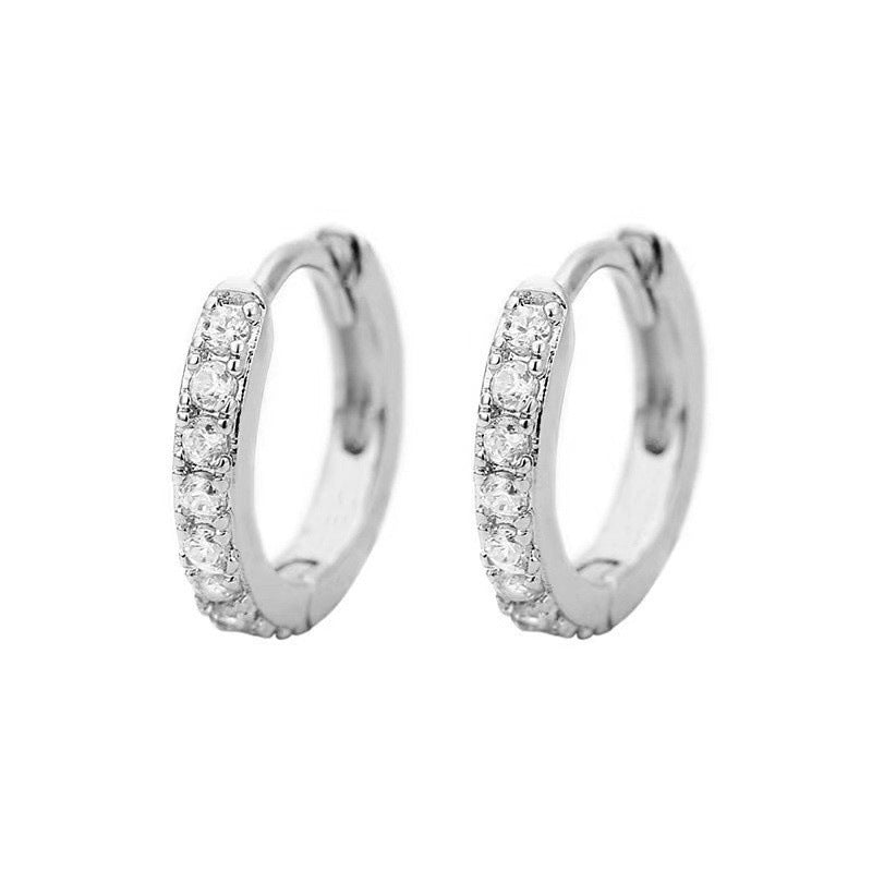 Rainbow Crystal Huggie Hoop Earrings