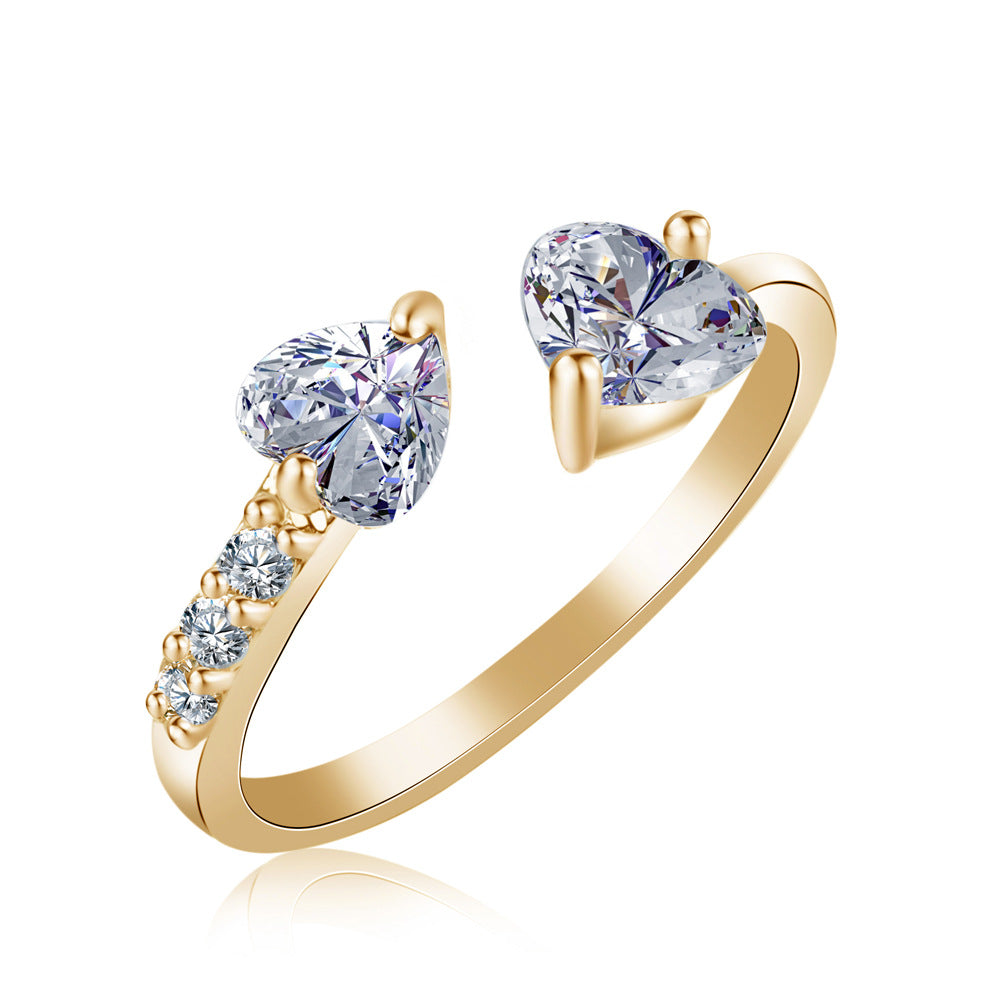 Sparkling Heart Ring Set