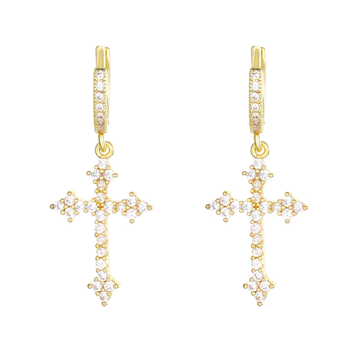 Sparkling Crystal Cross Hoop Earrings
