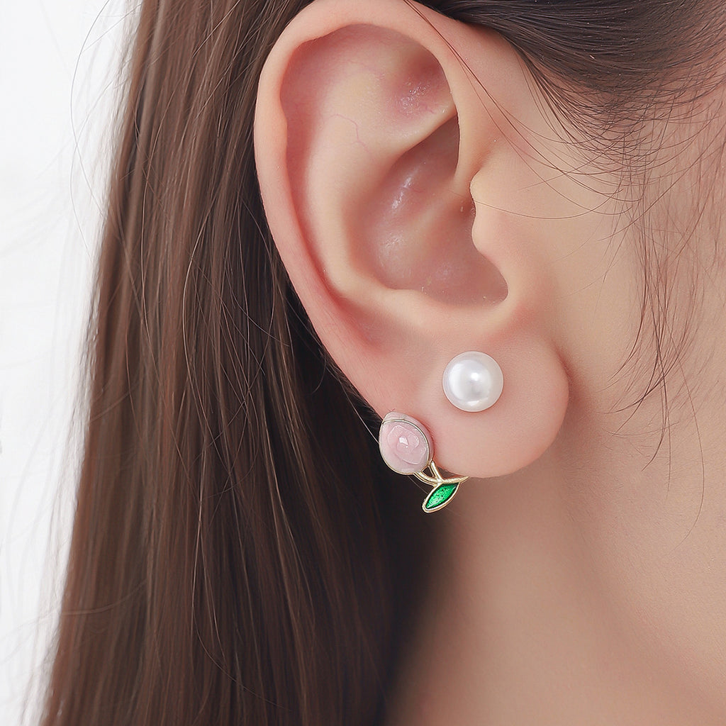 Pearl Flower Ear Jacket Earrings