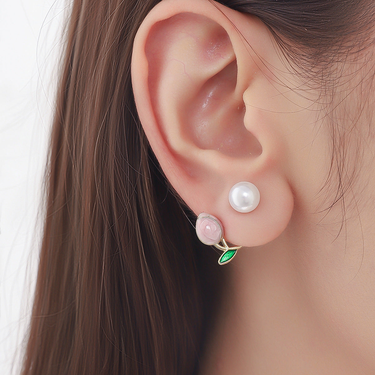 Pearl Flower Ear Jacket Earrings