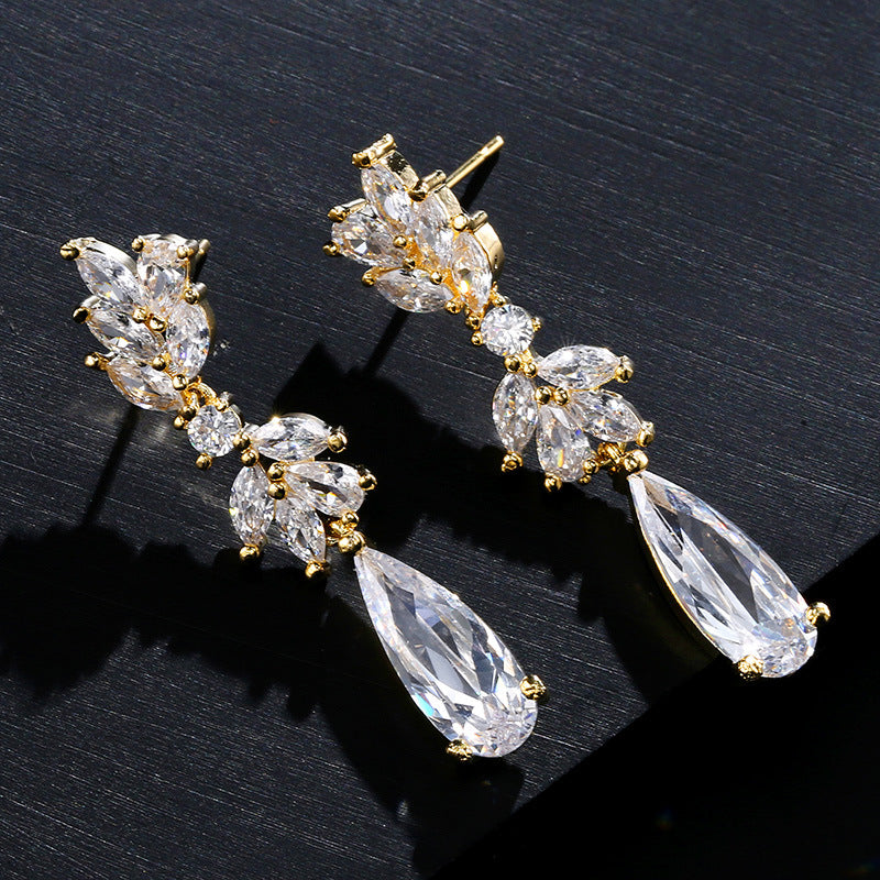 Crystal Laurel Teardrop Earrings