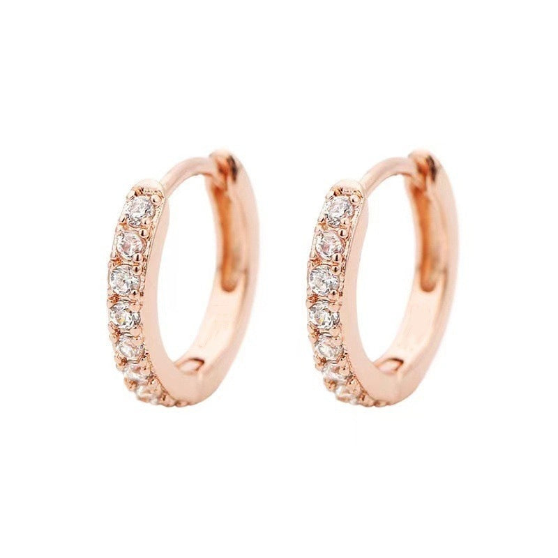 Rainbow Crystal Huggie Hoop Earrings