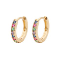 Rainbow Crystal Huggie Hoop Earrings