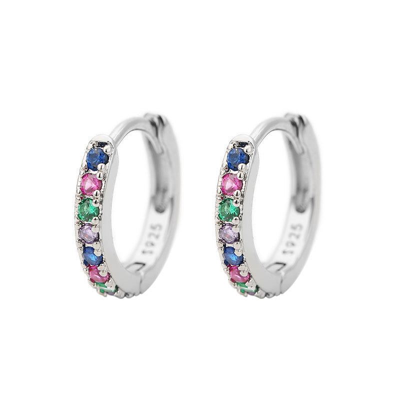 Rainbow Crystal Huggie Hoop Earrings