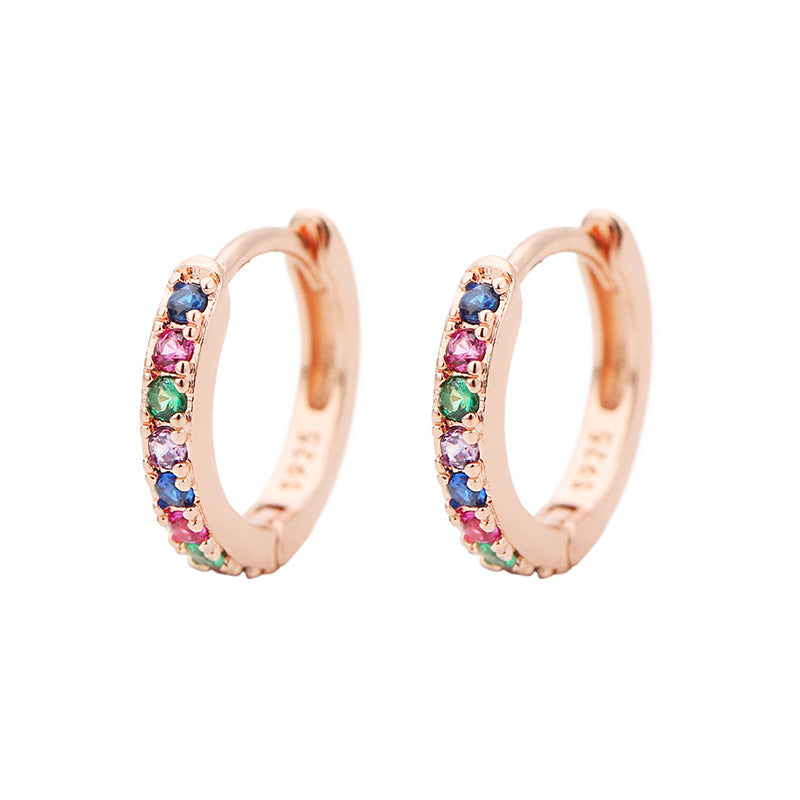 Rainbow Crystal Huggie Hoop Earrings