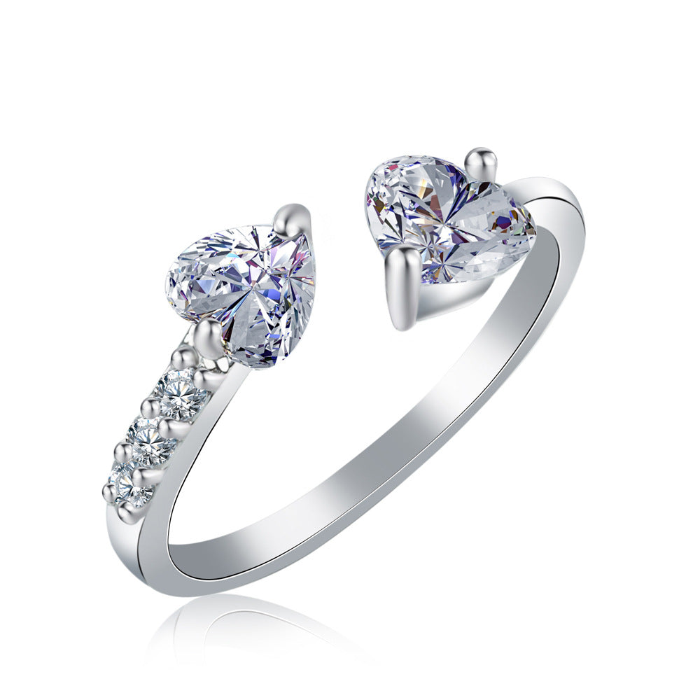 Sparkling Heart Ring Set