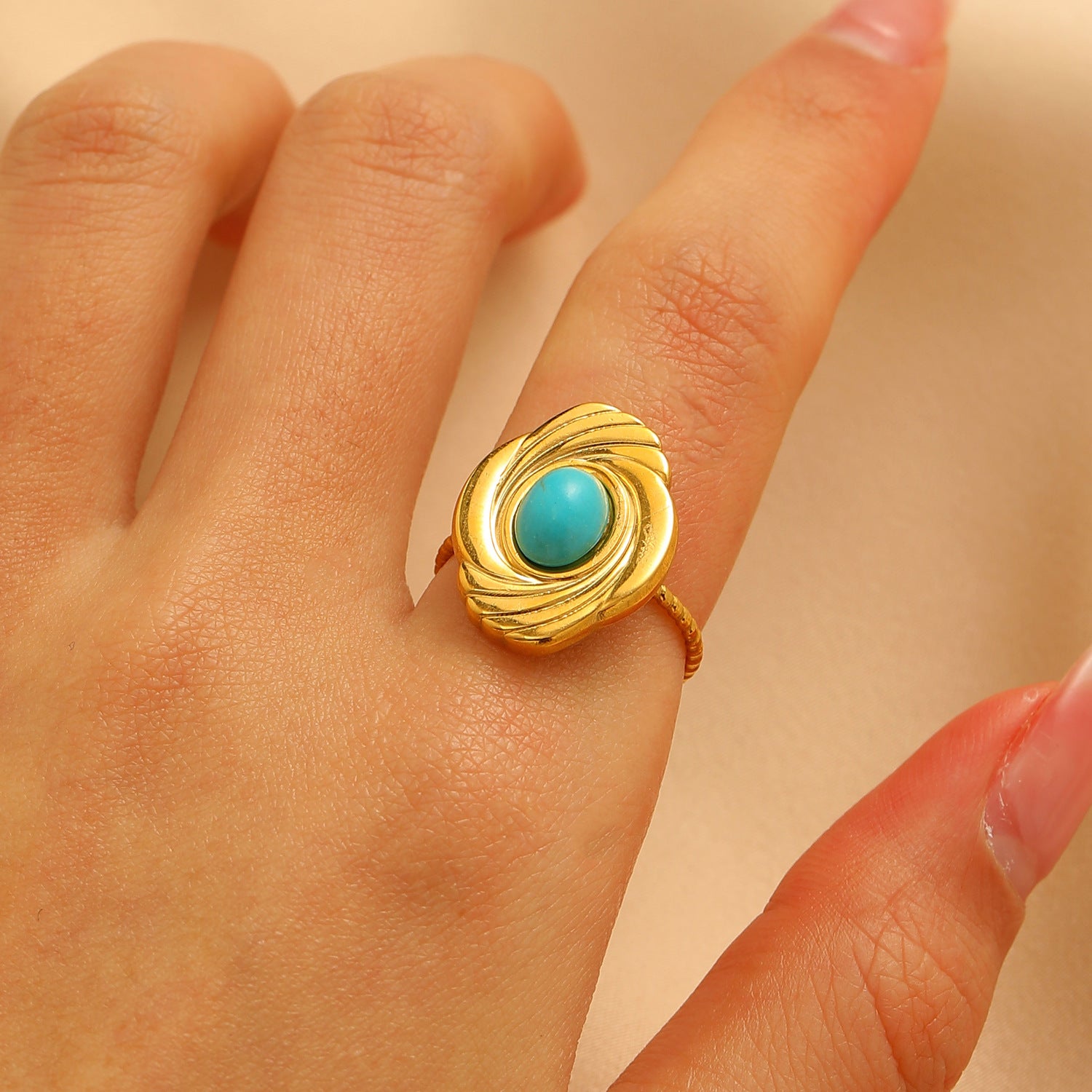 Turquoise Statement Open Ring
