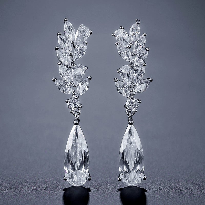 Crystal Laurel Teardrop Earrings