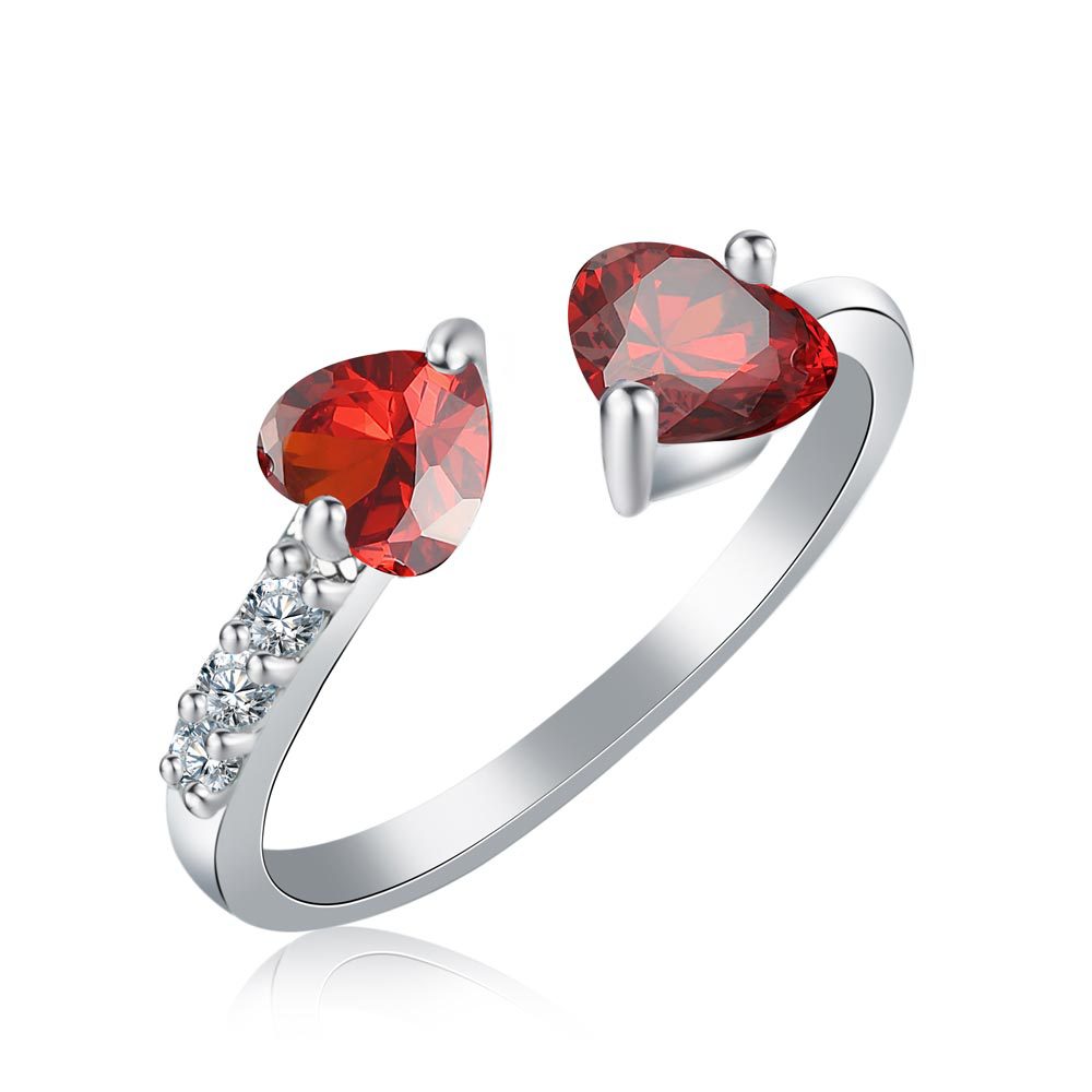 Sparkling Heart Ring Set