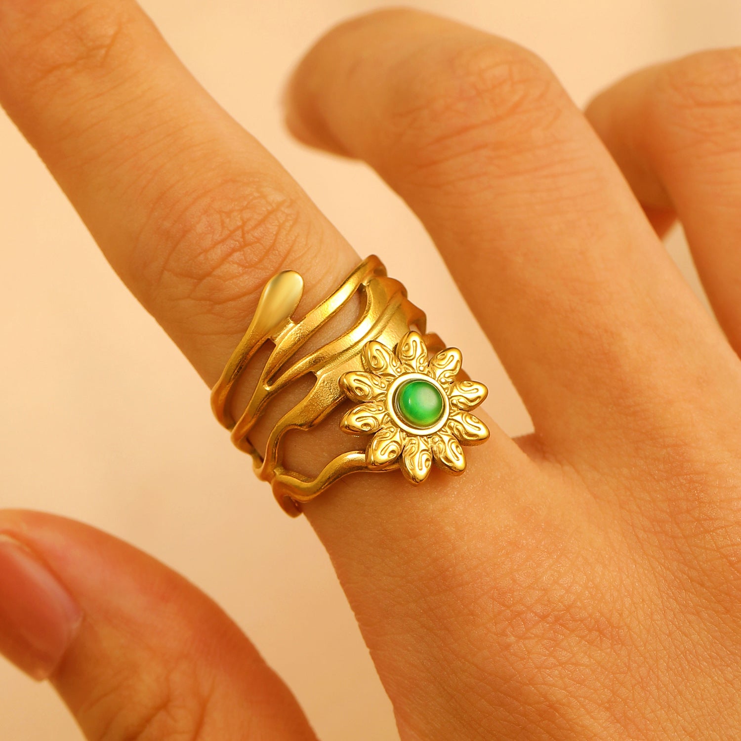 Vintage Boho Adjustable Open Ring