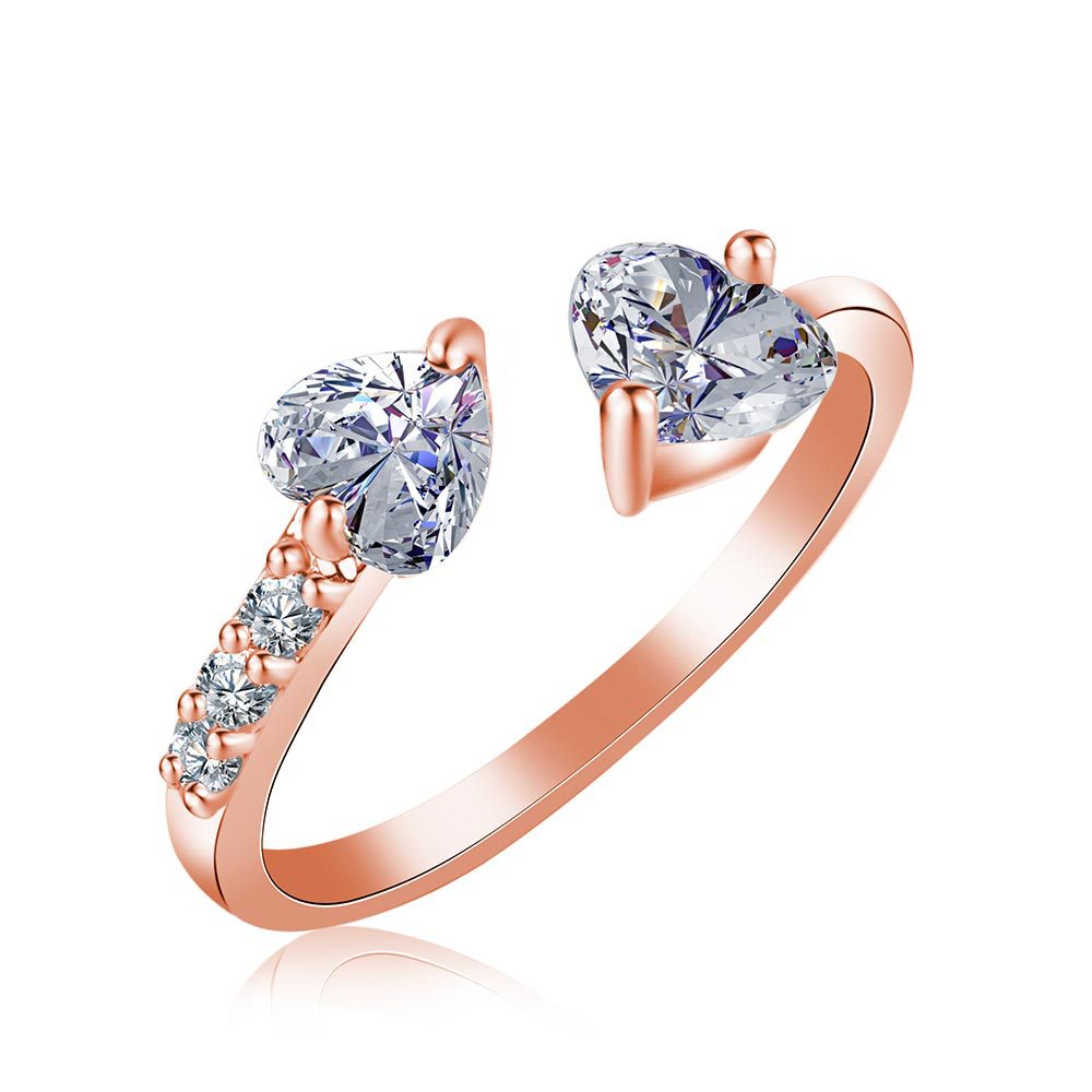 Sparkling Heart Ring Set