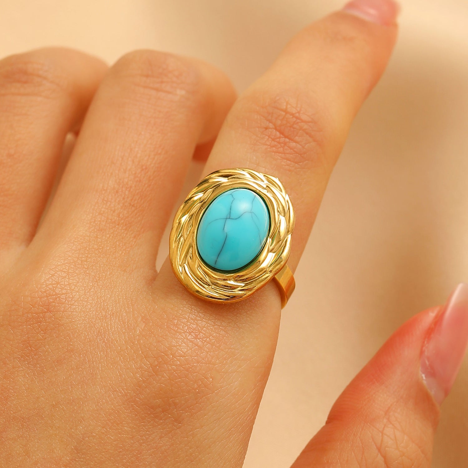 Turquoise Statement Open Ring