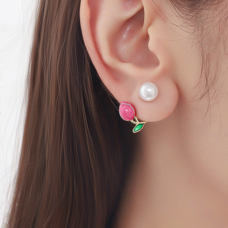 Pearl Flower Ear Jacket Earrings