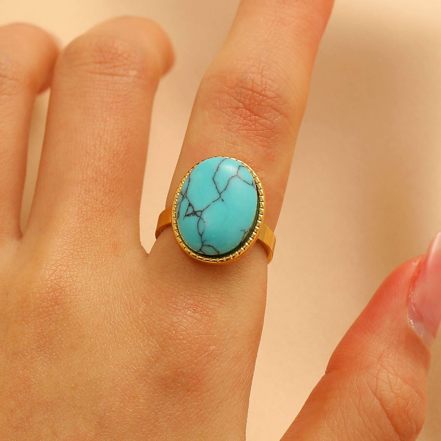 Turquoise Statement Open Ring