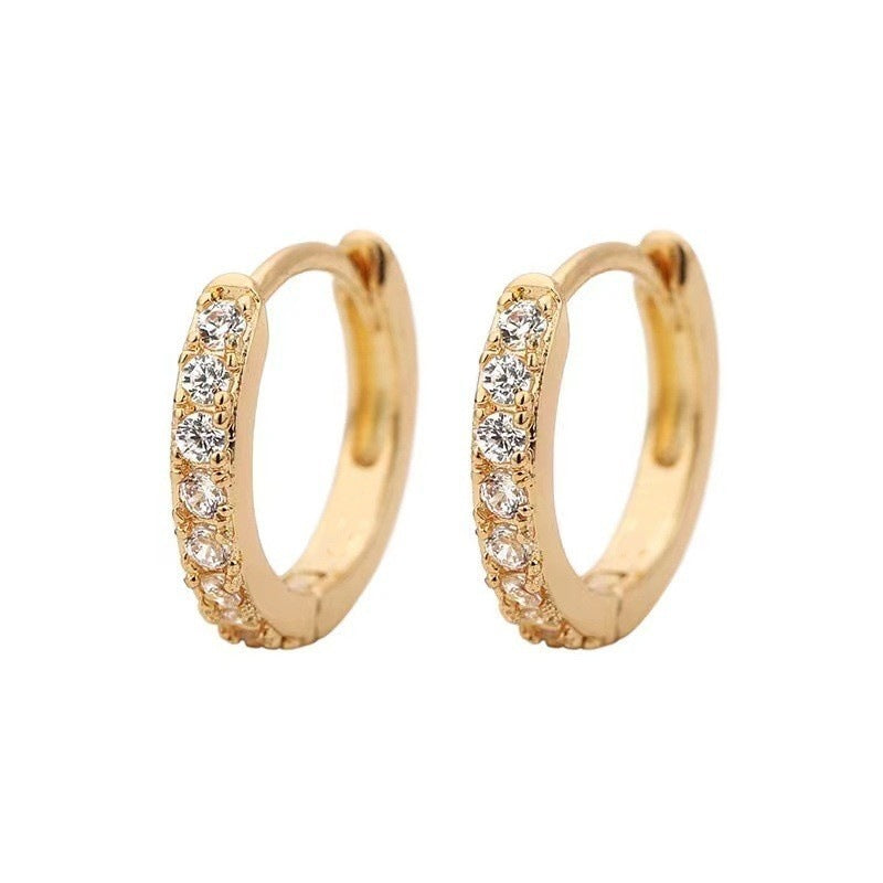 Rainbow Crystal Huggie Hoop Earrings
