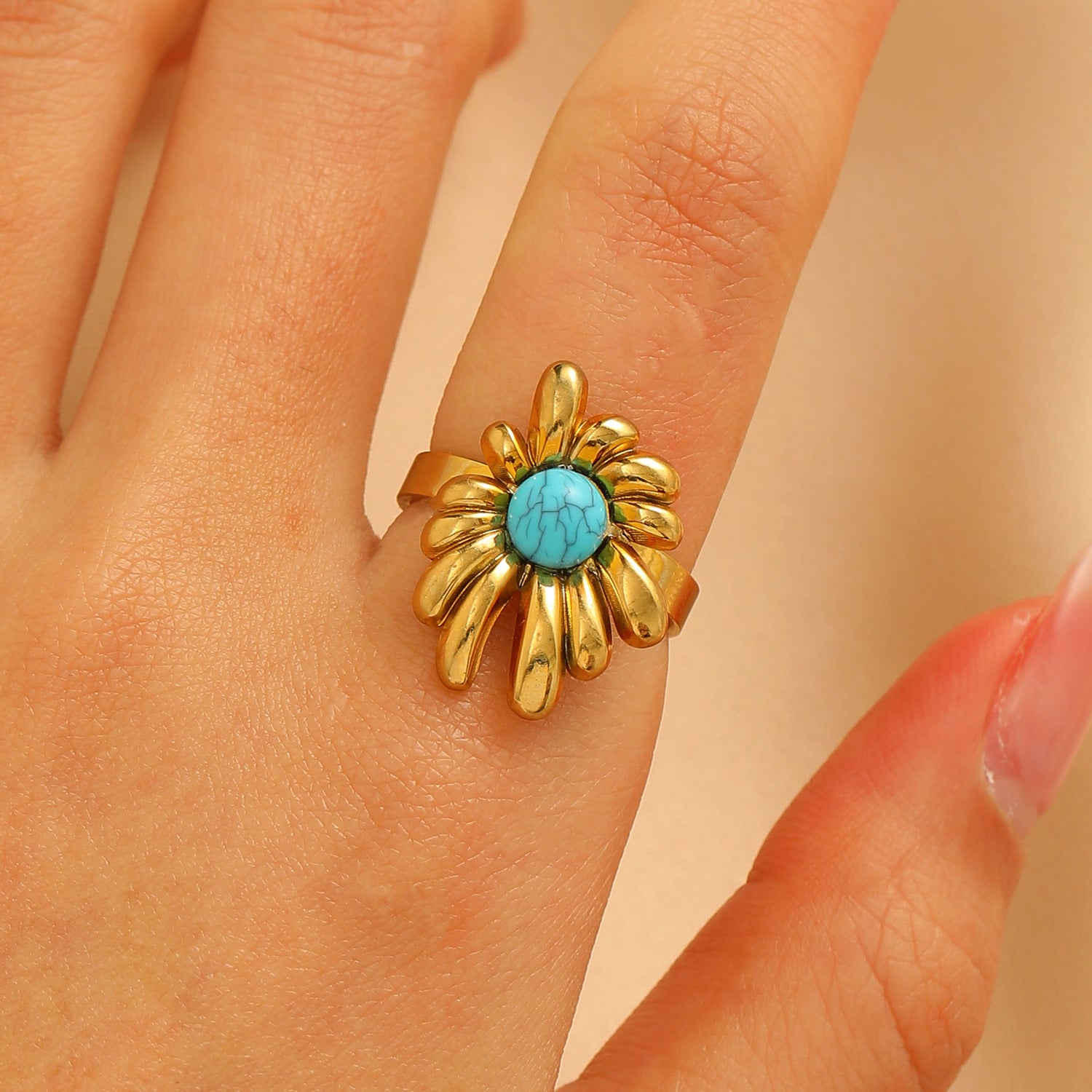 Turquoise Statement Open Ring